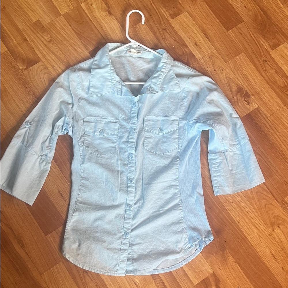 Zenana Outfitters Light Blue Button Down Shirt